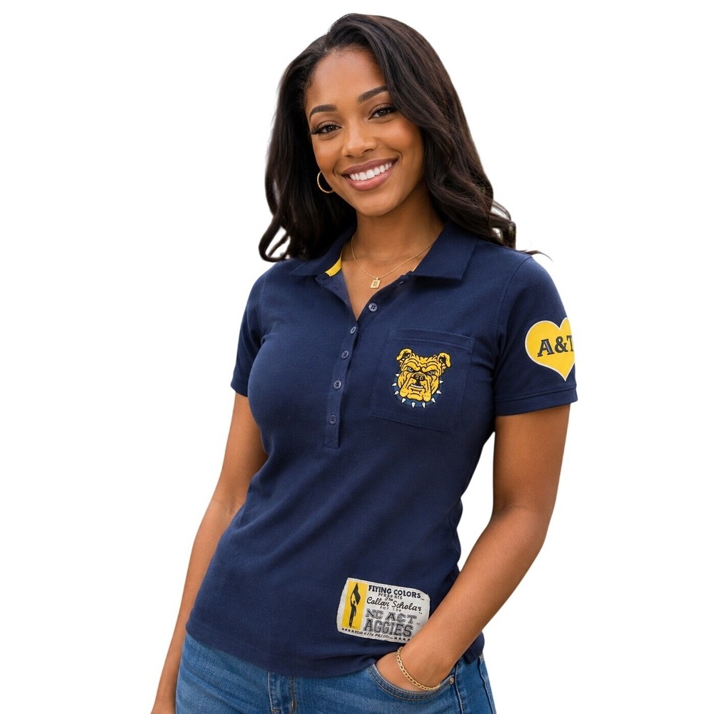 Flying Colors NC A&T Aggies Polo Women's M Navy Gold Bulldog NCAA College